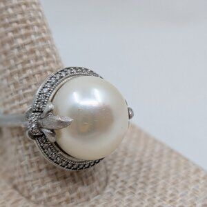 Neiman Marcus Diamond Encrusted Pearl Ring